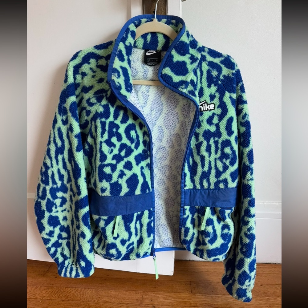 Nike colorful blue green fleece zip up